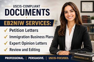 prepare eb2 niw petition letters, expert opinions, and business plans
