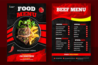 design restaurant menu, price list or food menu design,food flyer