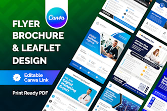 do editable canva flyer, canva brochure and leaflet design