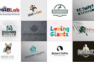 design pet, dog, cat or animal and veterinary clinic logo