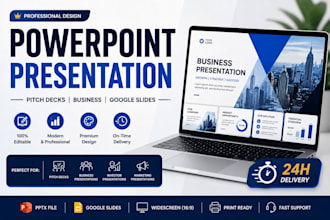 design a professional powerpoint presentation, pitch deck, and google slides