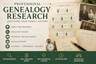 do professional genealogy research and buildyour family tree