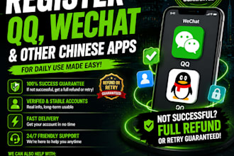 register qq, wechat  chinese apps for you