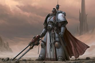 do a warhammer 40k style character art and sci fi warriors