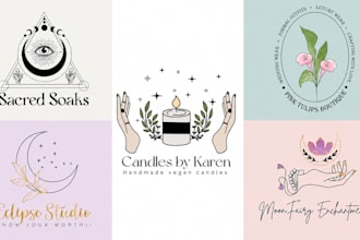 design feminine hand drawn, botanical boho logo  for your business