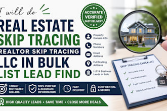 do real estate skip tracking, realtor skip tracings, llc in bulk list lead find