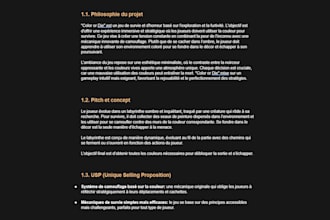 je vais créer un game design document professionnel complet pour votre jeu vidéo