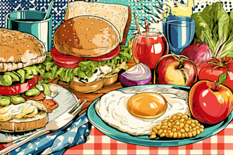 make a food pop art illustration