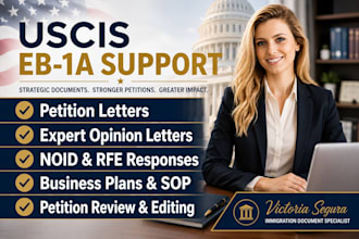 write eb1a expert opinion letters, petition letters and noid responses