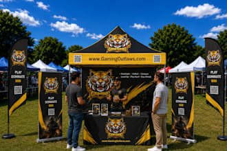 design custom event canopy tent table cover banner and feather flag