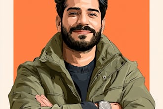 draw cartoon vector portrait with your face