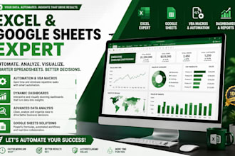 do excel spreedsheet, automation, vba macros, dashboards and google sheet expert
