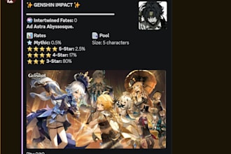 develop a custom discord bot with gacha, rpg combat, live data
