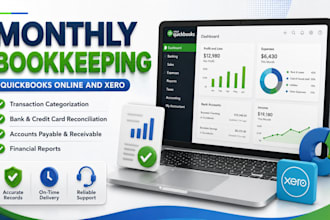 monthly bookkeeping in quickbooks online and xero