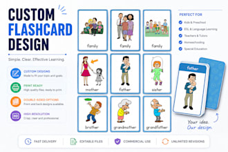 design printable educational flashcards, learning cards, kids flash cards