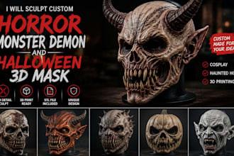 sculpt custom horror monster demon and halloween 3d mask
