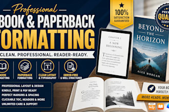 deliver a professional ebook and paperback layout formatting
