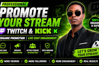 promote your twitch and kick channel with real audience growth