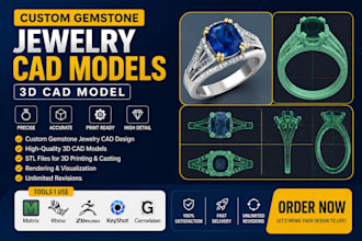 create gemstone jewelry cad models, 3d cad model