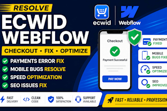 resolve ecwid webflow checkout fix payments error mobile bug speed SEO issues