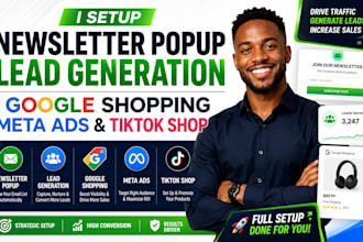 design newsletter popup lead generation google shopping meta ads tiktok shop