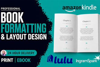 do book formatting, book layout design and KDP ebook formatting