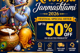 design stunning krishna janmashtami posters