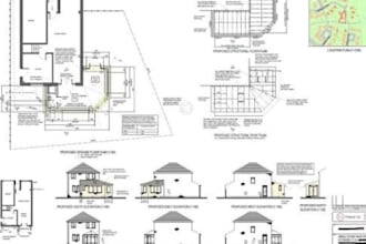 draw UK planning permission building regulation drawing, house extension plans
