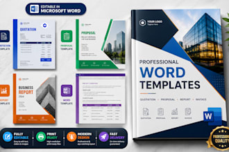 design a quotation template, proposal template, report template, word template