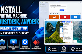 install virtual machine rustdesk, anydesk remote desktop on premises cloud vps