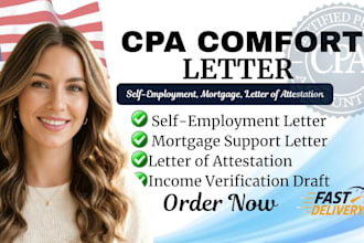 write 24hrs cpa comfort letter for selfemployment mortgage letter of attestation