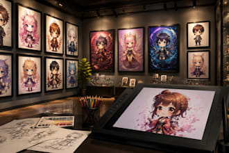 create cute chibi art and anime chibi characters