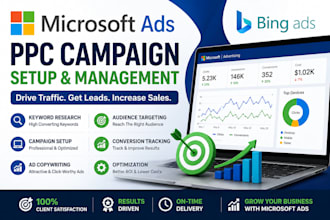set up, optimize and manage microsoft bing ads PPC campaigns