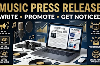 write and distribute a music press release for artists, labels, and musicians