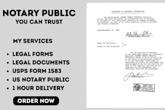 stamp and legal notarize UK US legal documents usps form 1583 US notary public