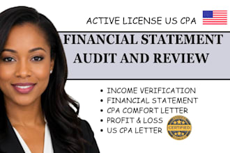 verified US CPA letter, income verification, profit and loss as licensed CPA