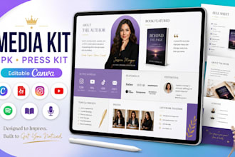 design sell sheet media kit epk press kit for book authors artist influencers