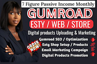 setup gumroad store, gumroad book promotion, and gumroad digital product shop