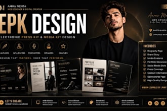 design clickable link epk, author press kit, media kit, one sheet, brands flyer