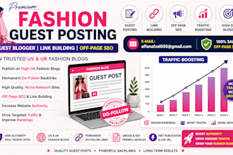 do fashion guest post link building off page SEO with backlinks on US UK sites
