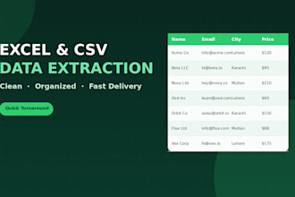 scrape websites and extract data into excel or CSV