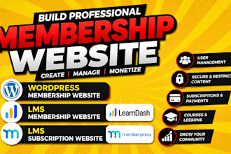 wordpress membership website, lms membership website, lms subscription website