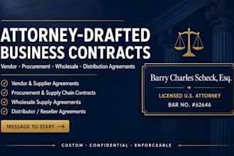 draft custom vendor and supplier agreements as a US attorney