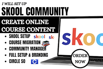 set up skool community create online course content and curriculum for coaches