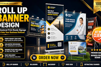 design retractable banner, roll up banner, pull up banner, billboard and banner
