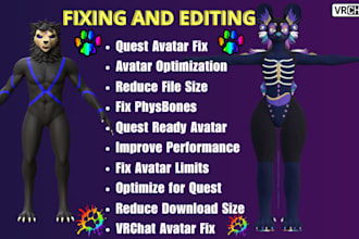 optimize vrchat avatar performance, reduce quest rank and fix errors