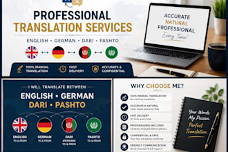 manually translate english, german and dari