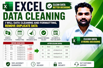 do excel data cleaning, formatting, and remove duplicates
