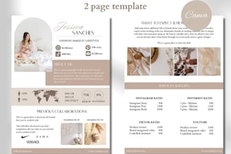design a canva media kit, influencer kit, brand kit, and press kit