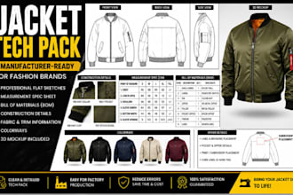 create a professional jacket manufacturer ready tech pack for fashion brands
